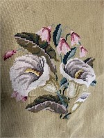 Vintage Needlepoint flower pillow case piece
