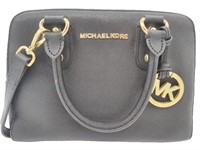 MK Black Saffiano Leather Top Handle Satchel Bag