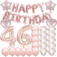 46th Birthday Decorations Party Supplies-rose gold