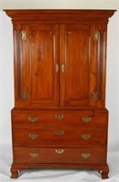 18th C. Chippendale Red Gum Wood Linen Press
