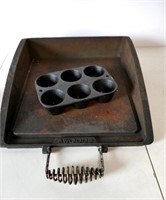 Wood Stove Skillet  14"x15" & Cast Muffin Tray