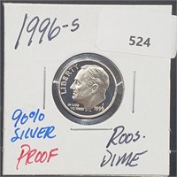 1996-S 90% Silver Proof Roos Dime 10 Cents