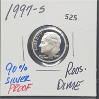 1997-S 90% Silver Proof Roos Dime 10 Cents