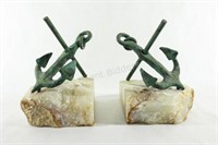 Metal Anchor & Stone Book Ends