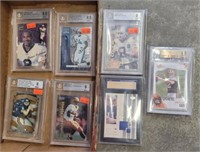 TRAY OF ASSORTED SPORTS CARDS GRADED