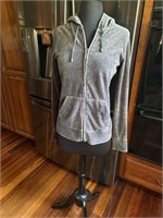 gray velour hoodie. Merona Medium. This one fits