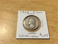 1944 Silver Washington Quarter in Case