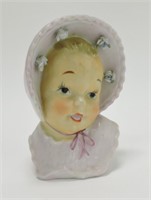 Baby with bonnet head vase 6"