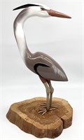 E.C. Gibbs, Jr. Handcrafted Wood Heron Sculpture