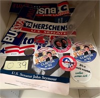 F - LOT OF POLITICAL CAMPAIGN COLLECTIBLES (O39)