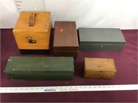 Assorted Vintage Wood And Metal Boxes