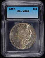 1887 MORGAN DOLLAR ICG MS65