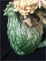 Ceramic Chicken Vase With Floral arrangement