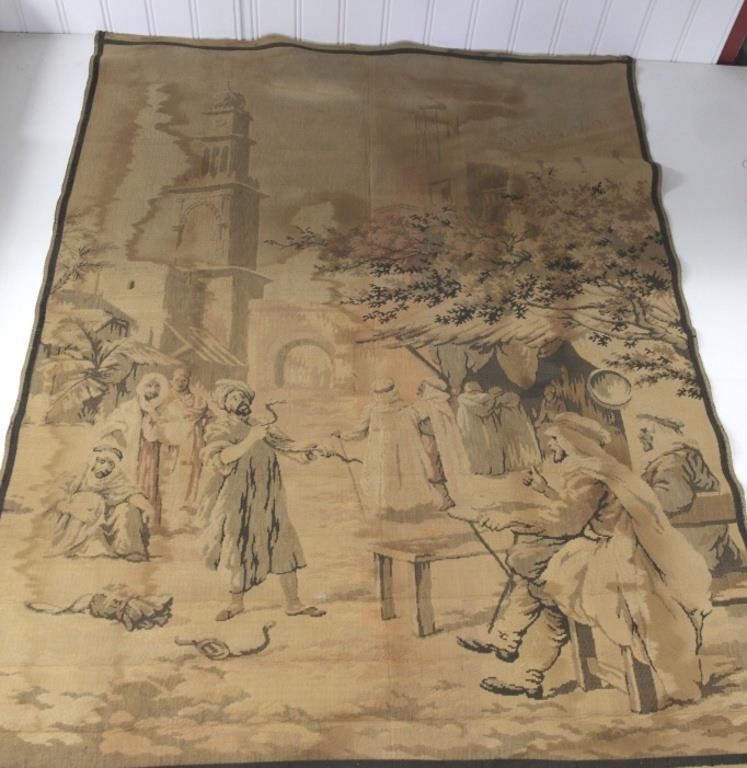 ANTIQUE EUROPEAN-MADE TAPESTRY OF ARABIC SCENE