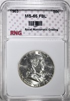 1963 FRANKLIN HALF DOLLAR RNG GEM BU FBL