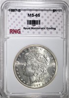 1887-S MORGAN DOLLAR RNG GEM BU