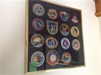 collectable Space  patches in picture frame