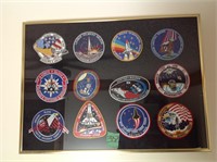 collectable Space  patches in picture frame