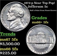 1972-p Jefferson Nickel Near Top Pop! 5c Graded GE