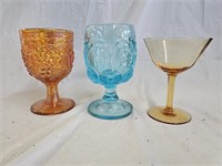 Vintage LE Smth, Carnival Glass & Amber Glasses