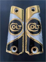 Custom 1911 Grips - Gold Plated - Colt Logo