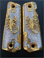 Custom 1911 Grips - Gold Plated - Scorpion