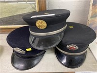 (3) Vintage Fireman's Hats