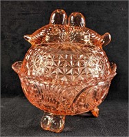 Pink Glass Lovebirds Candy Dish Hofbauer Byrdes