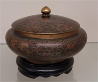 Antique Chinese Cloisonne Bowl 5 x 6 1/2 inches