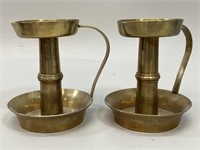 Pair of Brass Candleholders with Handles VTG