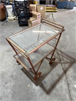 Bamboo bar cart with glass shells