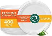 Compostable Eco Plates - 400 Pack