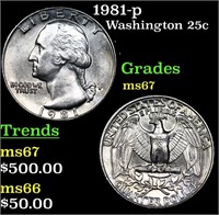 1981-p Washington Quarter 25c Grades GEM++ Unc