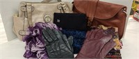2 Medium purses, gloves and scarves