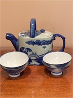 Iron Stone Tea Pot And Cups