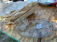 Vtg Glass Luncheon Snack Tray & cup