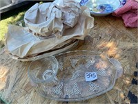 Vtg Glass Luncheon Snack Tray & cup