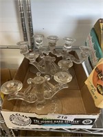 4 CRYSTAL CANDLE STICK HOLDERS