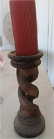 Carved Wooden Candle Holder- 12 Inches Tall