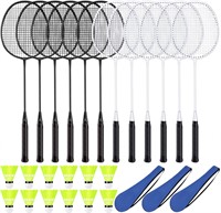 12 Pack Badminton Rackets Set Including Rackets