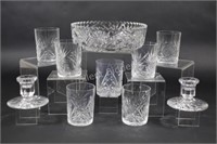 Crystal Olive & Cross Low Ball Glasses & Bowl