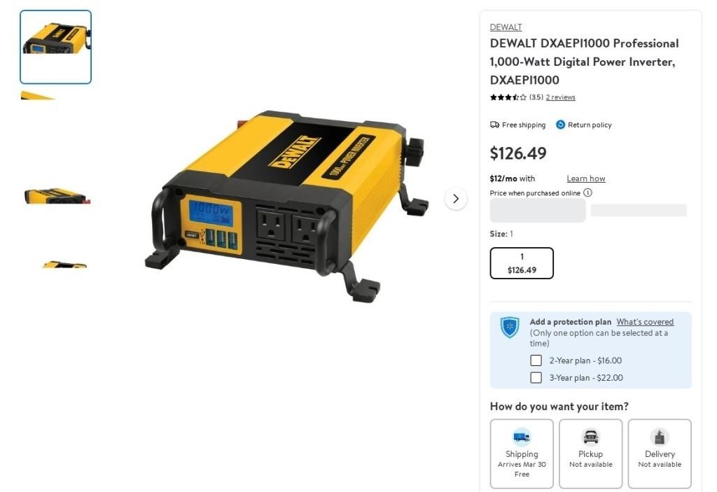 A1074  DEWALT 1,000W Digital Power Inverter