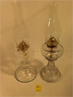 2 Clear Kerosene Lamps