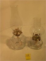 2 Clear Kerosene Lamps