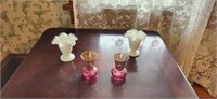 Bartlett Collins 3.75in Vases and Fenton White