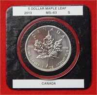 2013 Canada $5 Maple Leaf 1 Ounce Silver