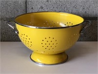 Large Yellow Enamel Colander