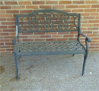 Cast iron bench on porch