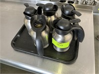 4x Stainless Steel Coffee Servers W/ Tray