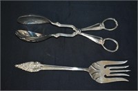2 pcs Silver Plated Meat Fork & Salad Tongs